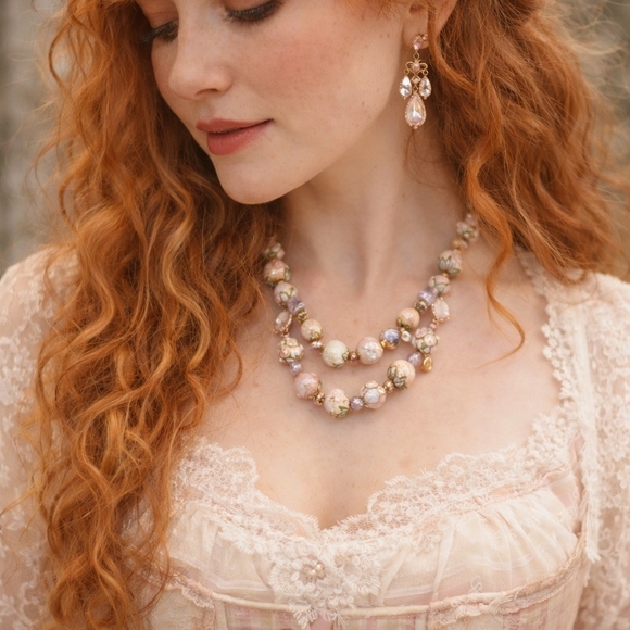 Vendome Jewelry - Vendome Vintage Signed "Garden Party" Crystal & Faux Pearl Necklace